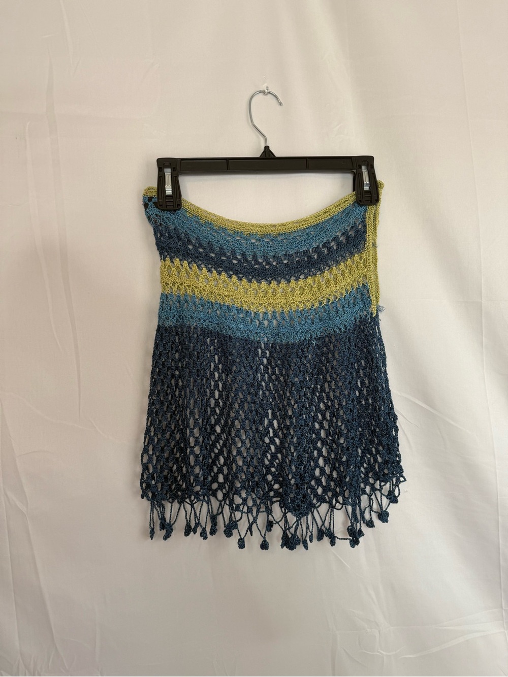 Say What One Size Crochet Knit Fringe Mini Skirt Beach Cover Up Boho Festival